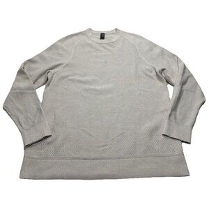 Men's Lululemon Textured Knit Crewneck Sweater Size Large Dove Grey M3ENFS
